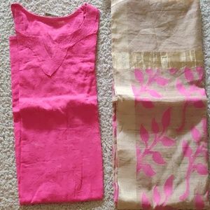 Kurta with dupatta in banarsi silk